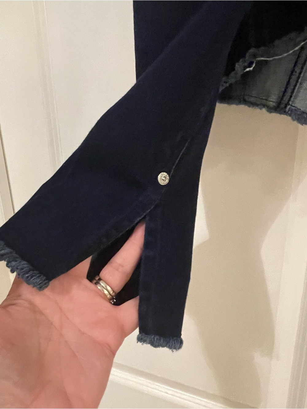 GUESS Navy Blue Denim Jacket with Perforated Yoke - Picture 6 of 6